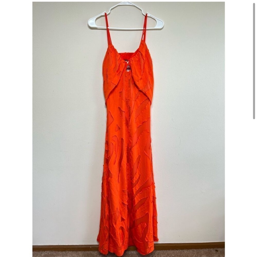 Jonathan Simkhai Scarlet Orange Katie Textured Slip Dress 6 Women - Picture 2 of 11